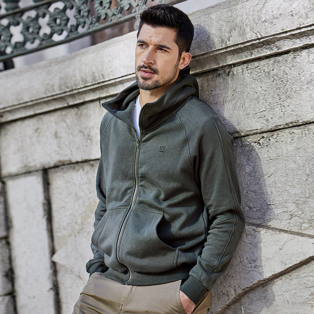 Men's Simple Solid Color Sports Casual Hooded Jacket