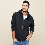 Men's Simple Solid Color Sports Casual Hooded Jacket