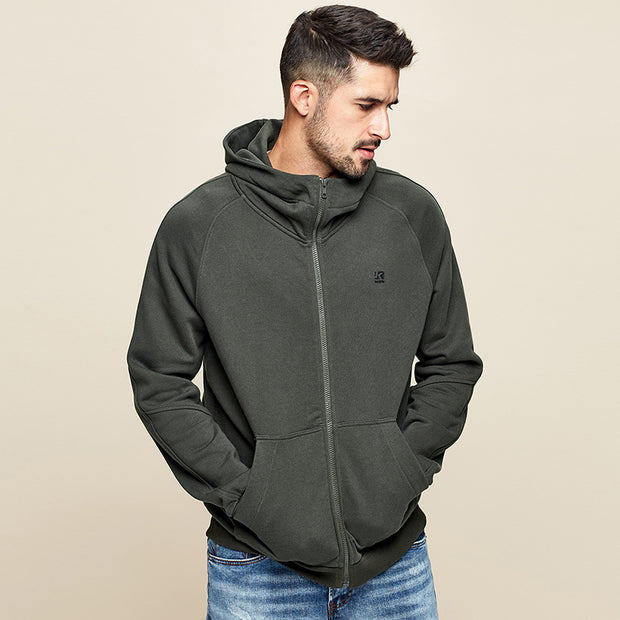 Men's Simple Solid Color Sports Casual Hooded Jacket