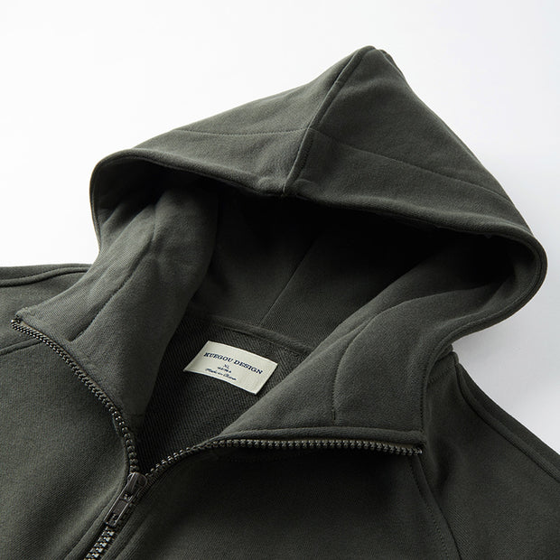 Men's Simple Solid Color Sports Casual Hooded Jacket