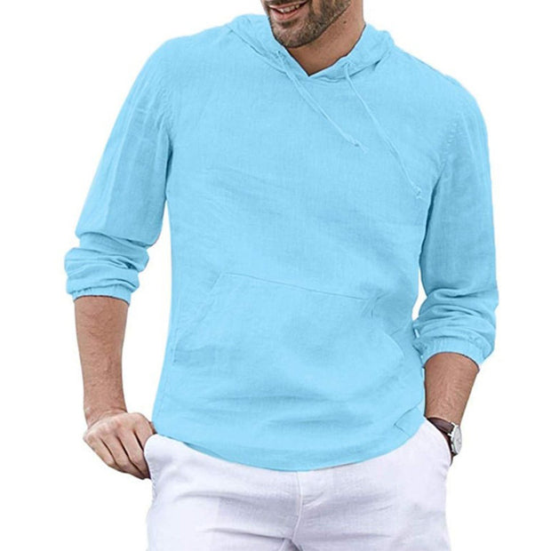 Men's Long Sleeved Hooded T Shirt