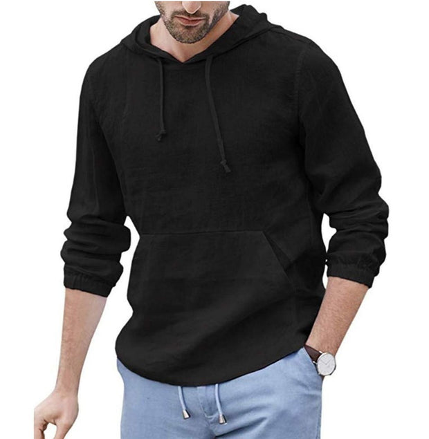 Men's Long Sleeved Hooded T Shirt