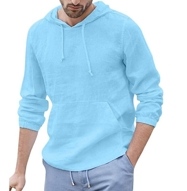 Men's Long Sleeved Hooded T Shirt