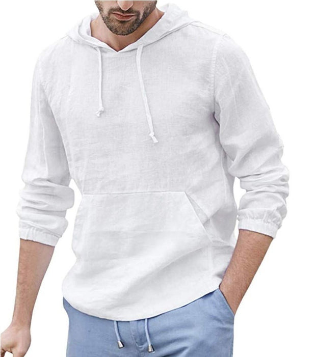 Men's Long Sleeved Hooded T Shirt