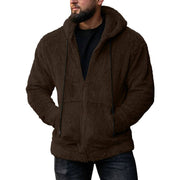 Men's Plush Cardigan Hooded Jacket