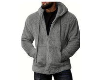 Men's Plush Cardigan Hooded Jacket